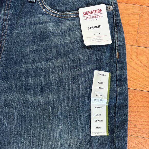 NEW Signature Levi's Strauss Mens 33x30 Straight Fit Relaxed Jeans Dark Wash - Picture 6 of 8